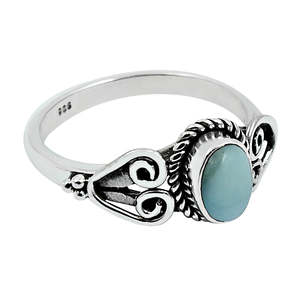 Larimar Gemstone <b>Ring</b> Solid 925 Sterling <b>Silver</b> Handmade 925 Sterling <b>Silver</b> Bezel <b>Set</b> Trendy Unisex Engagement <b>Ring</b> For Her - Product Image 1