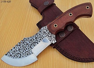 มีดติดตามทำจากสเตนเลสสตีลที่มีการแกะสลักบนใบมีดปอกระเจาด้ามจับแผ่นมิคาร์ต้าและท่อทองเหลืองที่มีการติดตั้งที่สวยงาม - Product Image 6