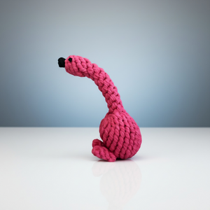 Jouet en corde flamant rose écologique et adorable pour chiens et chats, balle interactive en lin et coton, durable et respectueuse des animaux, livrée avec un sac - Product Image 2