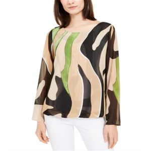 Top Leggero da Donna Alfani con Maniche a Angelo Stampate, Colore Caramello, Disponibile nelle Taglie dalla P a XL - Product Image 1