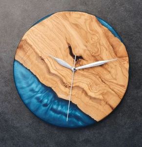 Horloge murale en bois de rivière en résine époxy noire la plus vendue horloge murale décorative à la main fabricant et exportateur indien - Product Image 2