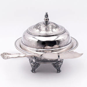 Stainless Steel Butter Dish <b>with</b> <b>Decorative</b> Carvings Eco-friendly Modern Minimalist Design Flip Top <b>Lid</b> Carton Packed - Product Image 1