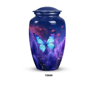 Urna de cremación grande de aluminio hermosa mariposa para adultos para cenizas humanas urna conmemorativa de tamaño completo con tapa y bolsa de terciopelo gratis - Product Image 4
