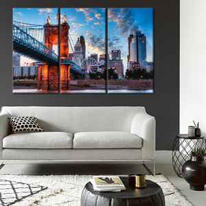 Póster en lienzo de Cincinnati: elegante paisaje urbano impreso, 3P: estampado tipo galería - Product Image 1