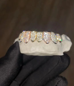 18k Gold and Sterling Silver Plated Unisex Fashion JewelryIced Out MOissanite Diamond Grillz <b>Jewelry</b> - Product Image 4