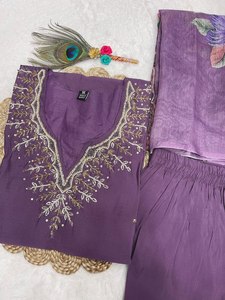 Le plus beau costume Salwar en soie avec travail manuel à la mode longue robe pakistanaise Salwar Kameez Dupatta fête fonctions de mariage - Product Image 5
