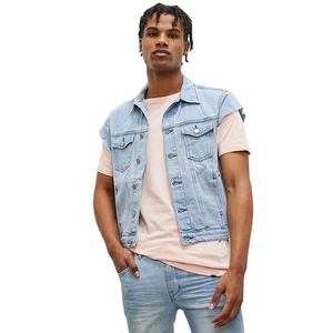 Vêtements de mode, jeans de haute qualité, matière extensible, 100% coton, multi-poches, design sans manches, vestes sans manches pour hommes - Product Image 1