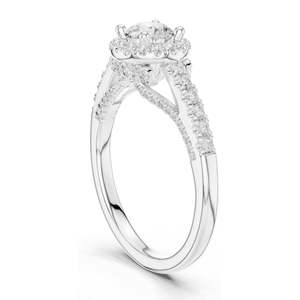 Anillo de Compromiso con Halo de Diamantes de Laboratorio Redondos Brillantes de 1.19 CT para Mujer, Claridad VVS-VS EF, Oro de 18K, 14K, 10K y Plata 925 - Product Image 5