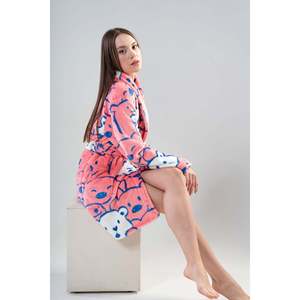 BAYAN SOFT SAL YAKA UZUN KOL KISA CEPLI SABAHLIK - สีชมพู - สีชมพู - Product Image 4