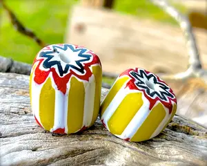 Perles de commerce Chevron Vintage à six couches perles de verre énormes et géantes pour la fabrication de bijoux en cristal et perles de chalumeau - Product Image 3