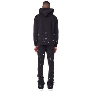 Survêtement personnalisé délavé à l'acide avec fermeture à glissière 500GSM Sweats à capuche en coton polaire et pantalons de survêtement évasés Survêtements pour hommes - Product Image 3