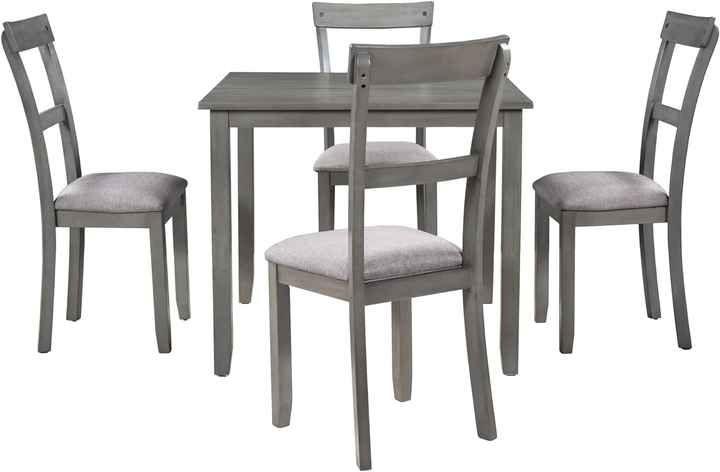 GOODFRIENDSHIP Wood Dining Table, Square Table for 4 Chairs for Dining, Living Room and Kitchen, Easy to Assemble