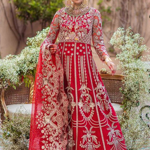 NEW DESIGNER--BEAUTIFUL HEAVY EMBROIDERY ON FLOOR-LENGTH DRESS Embellished WITH CRYSTAL GLASS BEADS,STONE,DABKA work @ 2023 - Product Image 1