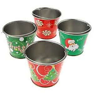 Cubo de bastón de caramelo de decoración navideña personalizado, cubo enfriador de vino de lata roja galvanizada con forma de Papá Noel para decoraciones de regalo de flores - Product Image 3