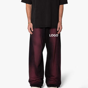 Vente chaude, pantalon de survêtement pour homme de haute qualité, personnalisé, mi-lourd, ample, délavé au soleil, lavage moyen, jambe large, surdimensionné, streetwear décontracté, toile - Product Image 1