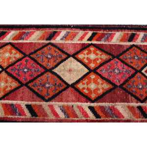 Turkish 2.8x13.6 ft Rug, Vintage <b>Runner</b> Rug, <b>Red</b> Moroccan Rug - Product Image 4
