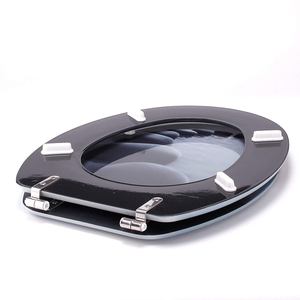 Asiento de inodoro de MDF con diseño de piedras, color negro - Product Image 4