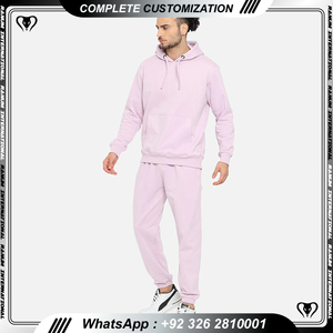 Logo personnalisé grande taille hommes survêtement couleur unie 100% coton respirant hommes survêtement à vendre - Product Image 2