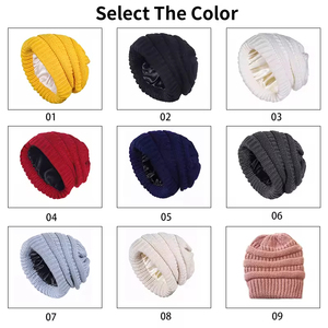 Wholesale Warm <b>Slouchy</b> Winter <b>Hats</b> for Women,Oversized Cable Knit <b>Hat</b> Skull Cap Satin Lined <b>Beanie</b> With Custom Logo - Product Image 6