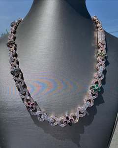 Testeur de diamants Hip Hop Argent S925 Glacé Bling 3 rangées 14mm-20mm VVS Moissanite Chaîne cubaine pour hommes 16/18mm - Product Image 5