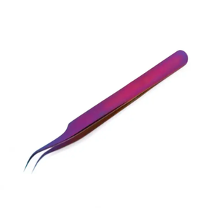 Extensions de cils en acier inoxydable de qualité fine pince à épiler modèle d'applicateur incliné en fibre de volume incurvé droit pour les amateurs de beauté - Product Image 1