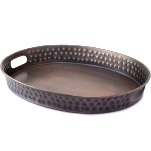 ถาดเสิร์ฟโลหะทรงกลมสวยงามสำหรับเสิร์ฟอาหารถาดตกแต่งทำด้วยมือสำหรับแก้วชาและที่โชว์น้ำหอม - Product Image 2