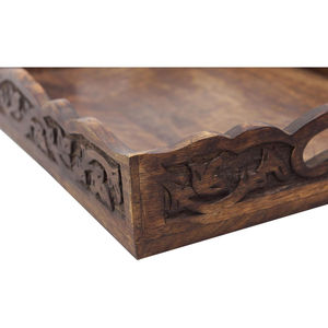 Made of Brown Wood Tray Platter Wooden Food Serving Tray Tea Coffee and Snacks Serving Tray Dessert Display <b>Vintage</b> Style - Product Image 3