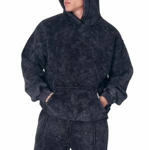 Survêtement surdimensionné personnalisé délavé à l'acide pour hommes sérigraphie et broderie logo sweat à capuche survêtement - Product Image 3