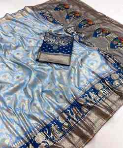 Saree de fête élégant pour femmes avec un travail Banarasi élégant et lourd et un beau look de célébration de mariage - Product Image 6