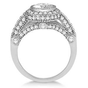 Bague vintage en or blanc 14 carats avec diamant de 0,97 carat, style Art déco, halo de fiançailles, élégante et stylée - Product Image 1