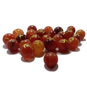 Juego de runas vikingas, cuentas de cornalina roja natural, Runa mineral curativa, Runa vikinga de cristal de poder, alfabeto de piedras preciosas al por mayor - Product Image 1