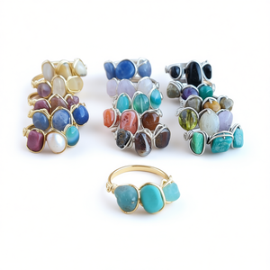 Boho Style Rings Gold and <b>Silver</b> Plated with Vibrant Stones for Fashion Pendants & <b>Charms</b> Resale - Product Image 3