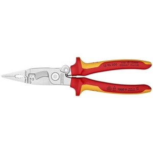 Pince d'installation électrique KNIPEX 200 mm VDE chromée avec poignées multi-composants et ressort d'ouverture pour la pêche - Product Image 1
