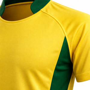 Ensemble d'uniformes de football unisexes personnalisés jaune-vert, sublimés, col ras du cou, manches courtes, pantalon athlétique à taille élastique et évacuation de l'humidité - Product Image 5