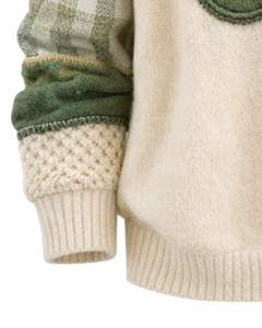 Suéter de Punto Personalizado para Mujer, Cuello Polo, Diseño de Parches, Verde, Jersey, Manga Larga, Bordado de Trébol, Informal, para Invierno - Product Image 6