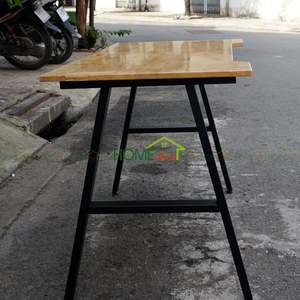 BNVCN78008-1.2m X 60cm Rubber Wood <b>Computer</b> <b>Desk</b> with A-Shaped Iron Legs (25x50mm) Assembly Required - Product Image 2