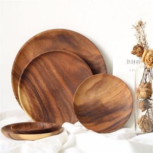 100% assiettes en bois rondes de haute qualité pour Table à manger enfants servant du bois nourriture bébé assiette de service bois d'acacia fabrication à la main - Product Image 5