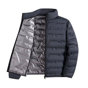 Men's Navy Blue Down Filled Puffer <b>Jacket</b> Stand Collar Winter Warm <b>Zip</b> <b>Up</b> Outerwear OEM Wholesale Manufacturer - Product Image 5