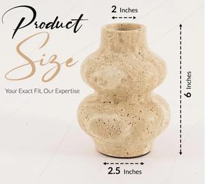 Elegant Travertine <b>Stone</b> Curvy <b>Vase</b> Handcrafted Natural Texture Modern Sculptural Design Durable Accent for Stylish Home Decor - Product Image 5