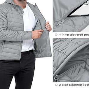 Chaqueta de Invierno con Estampado OEM para Hombre, Chaqueta Acolchada Reflectante de Plumón de Pato para Exteriores, Chaquetas y Abrigos para Hombre - Product Image 3