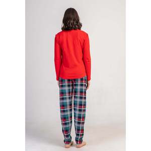 Conjunto de Pijama KADIN LYC SUPREM O YAKA UZUN KOL ETEGI OVAL - Rojo Nuevo - Rojo Nuevo - Product Image 3