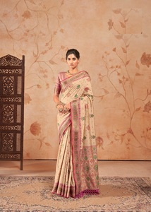 Patola Silk Sari Collection avec chemisier contrasté Vêtements indiens et pakistanais doux - Product Image 5