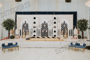 Escenario DE BODA asiático de diseño imperial, decoración de escenario de recepción de matrimonio, decoración de etapas de Boda del sur de India - Product Image 5