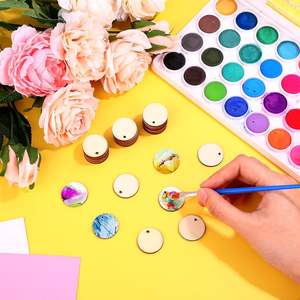 200 pièces pendentifs en cercle de bois vierges non finis disque rond cercle pièces rondes en bois (diamètre 1 pouce, ouverture 0.08 pouces) - Product Image 6