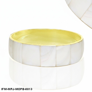 กำไลข้อมือทองเหลืองประดับเปลือกหอยมุกสีขาว งานฝีมือ สำหรับผู้หญิง - Product Image 3