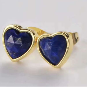 Anillo de piedras preciosas de lapislázuli de plata esterlina hecho a mano, ajuste de bisel en forma de corazón de 10mm para conjunto de joyería de moda con regalo de cumpleaños - Product Image 1