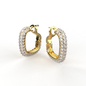 ต่างหูห่วงประดับเพชรแบบอเมริกันเกรด5A พร้อมสีทองประดับอัญมณีเงินสเตอร์ลิงสำหรับสาวๆและผู้หญิง - Product Image 1