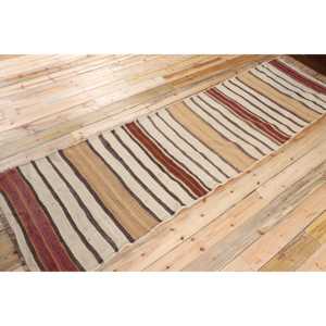 Vintage Turkish Rug, 3.3x11.4 ft Kilim Rug, <b>Brown</b> Red Plants & trees <b>Wool</b> Rug - Product Image 2