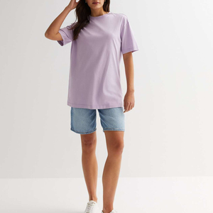 Camisetas de mujer ajustadas de manga corta de verano bordadas con estampado personalizado Camiseta lisa con cuello redondo Camiseta holgada Servicios OEM - Product Image 2