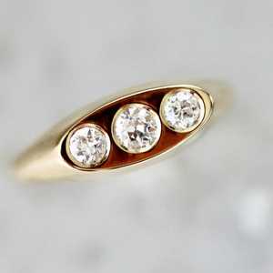 Three Stone Lab Grown Round Cut Diamond Surprise Proposal <b>Ring</b> 10K Solid Gold Fine Engagement <b>Ring</b> for Bride Gift - Product Image 1